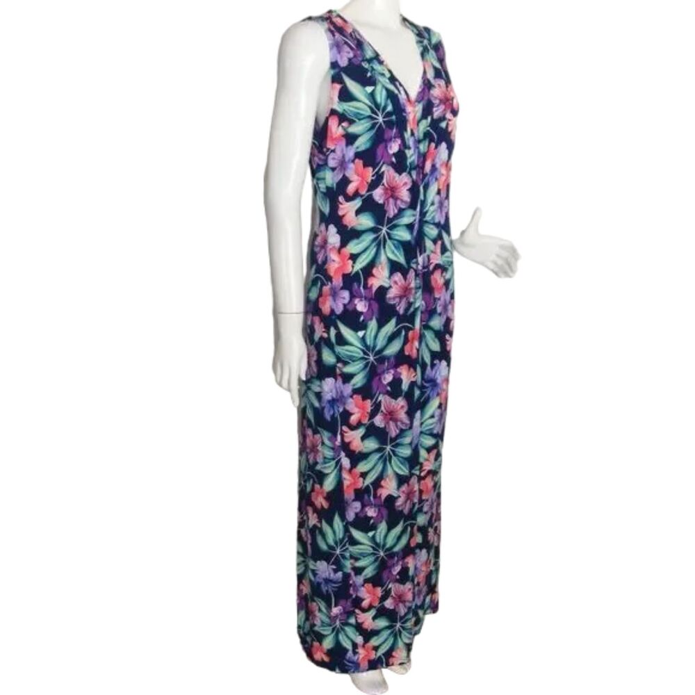 TOMMY BAHAMA Maxi Dress, L, Floral, Navy, Twist Front, Sleeveless - Picture 3 of 11